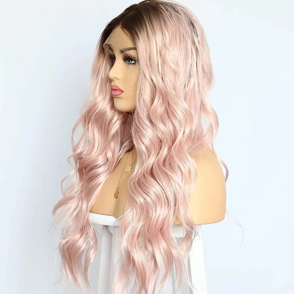 Pink Black Roots Lace Front Wig